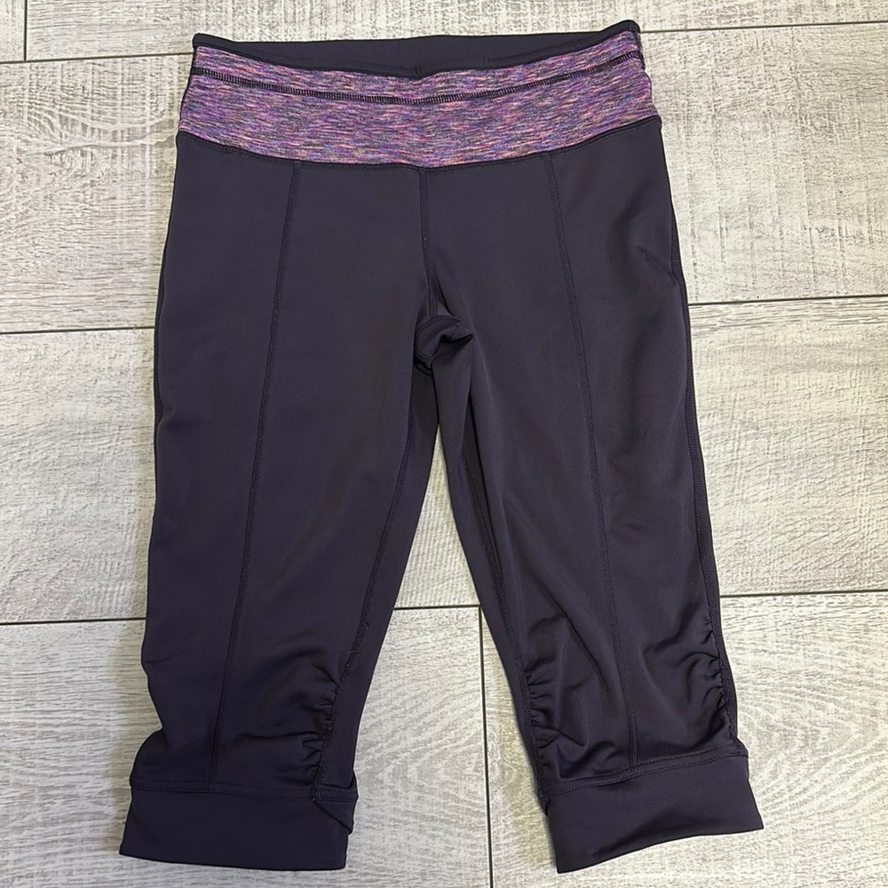 Prana Alyson Crop Leggings Capri Ruched Maroon Cranberry